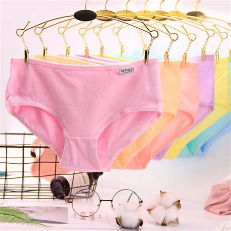 Quecoo 5pcslots Sets Classic Style Candy Colored Cute Sexy Briefs Cotton Comfortable Womens
