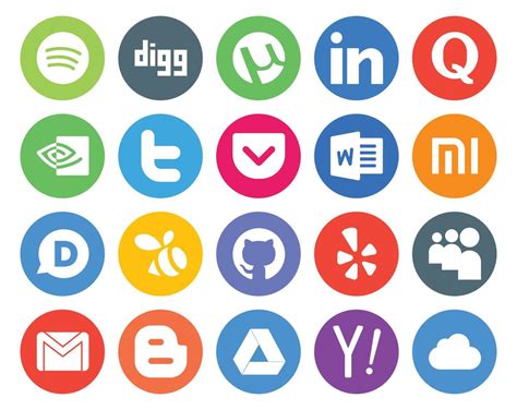 20 Social Media Icon Pack Including Gmail Yelp Tweet Github Disqus