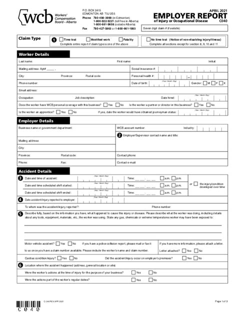 Wcb Employer Report Fillable Fill Out And Sign Online Dochub