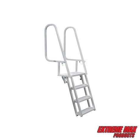 Extreme Max 30053913 Deluxe Flip Up Dock Ladder With Welded Step