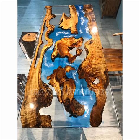 River Table Blue Resin Epoxy Living Room Furniture Coffee And End Tables
