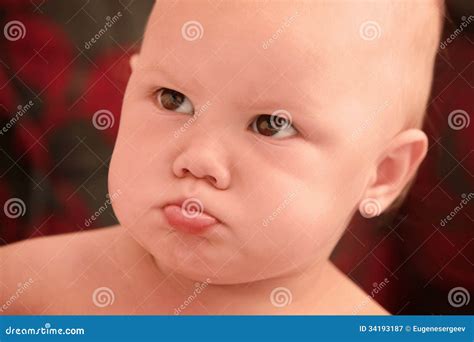 Funny Angry Caucasian Baby Stock Image Image Of Expressive 34193187