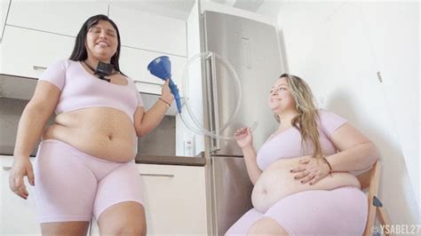2 Videos In 1 2 Latina Feedee Bbw Funnel Feeding Stuffing Belly