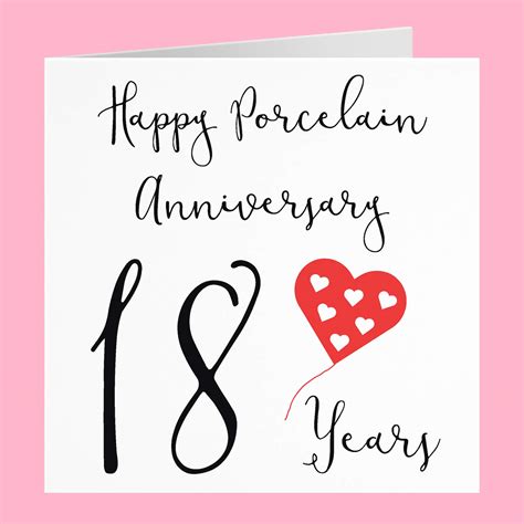 18th Wedding Anniversary Card Happy Porcelain Anniversary 18 Years