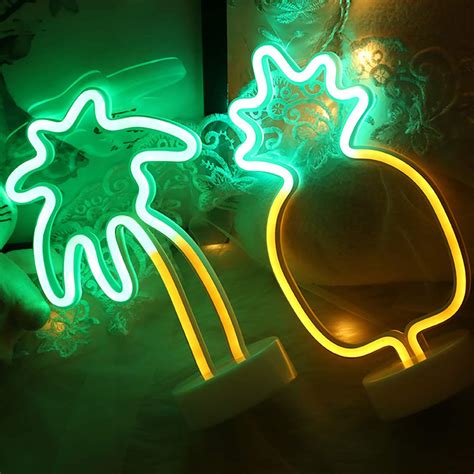 Xiyunte Neon Sign With Base Palm Tree Neon Light Sign For Wall Decor Battery Powered Led Palm