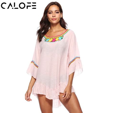 Buy Calofe Women Dress Summer 2018 Sexy Hollow Out O Neck Dress Casual Ruffle