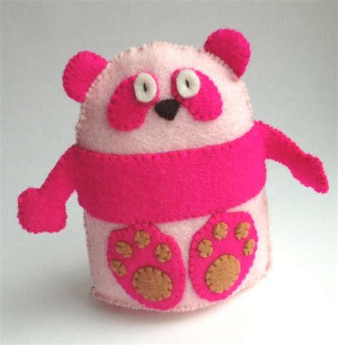 Items Similar To Pink Panda Plush Wool Felt On Etsy