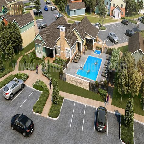 3d Interior And Exterior Rendering Design With Pool And Parking Area By