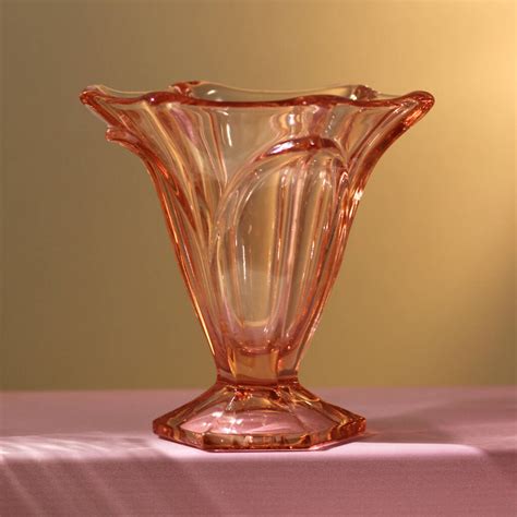 vintage mid century art deco glass vase pink by allumee home