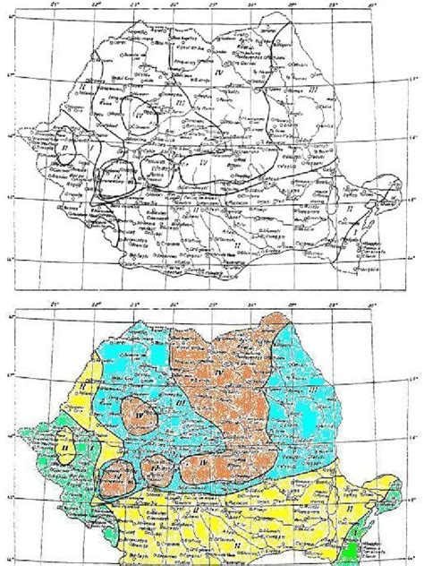 Punctul intunecat de pe harta fizica a romaniei este varful moldoveanu, la 2544 metri. Harta Climatica a Romaniei