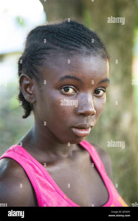 Maroon Girl At A Village On The Upper Suriname River Suriname Stock