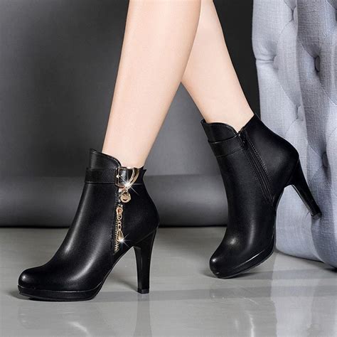 Boots Women Ankle Boots For Women Thin Heel Zipper Casual Female Shoes