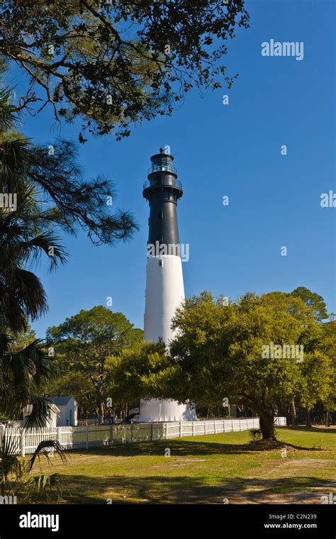 Historic Lighthouse In Hunting Island State Park In The Beaufort Area