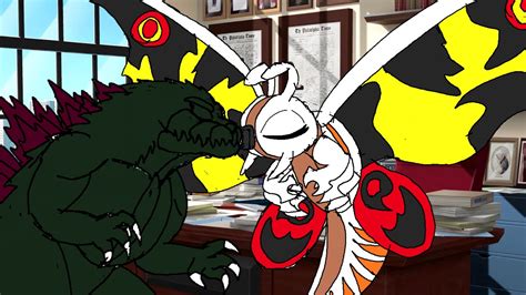 Godzilla And Mothra Making Out In Office Youtube