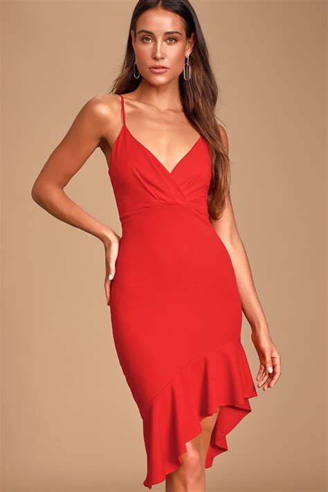 Sexy Red Midi Dress Ruffled Midi Dress Sleeveless Midi Lulus
