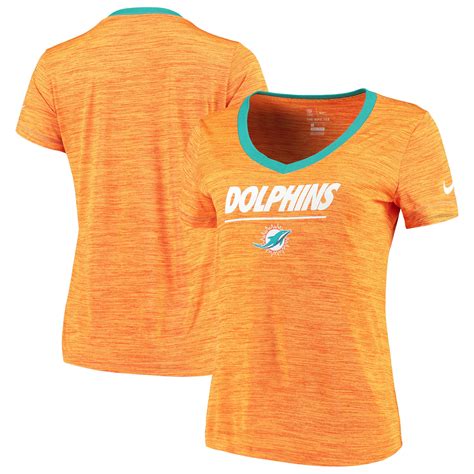 Miami Dolphins Nike Women S Legend Velocity V Neck Performance T Shirt Heathered Orange