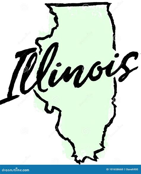 Illinois Il State Maps Black Silhouette And Outline Isolated On A