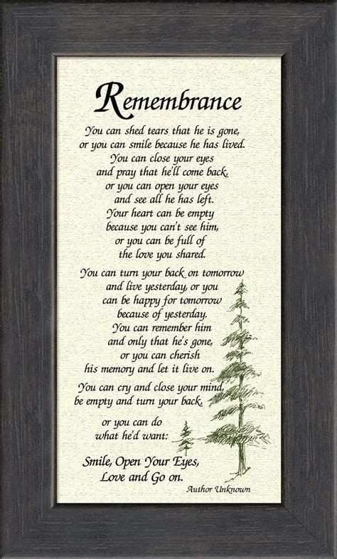 Buy Remembrance Poem For Male Sympathy Poem Framed T For Memorial