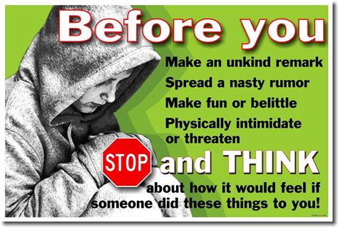 New School Anti Bullying Poster Before You Stop And Think How You