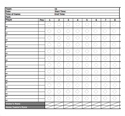 softball score sheet template business