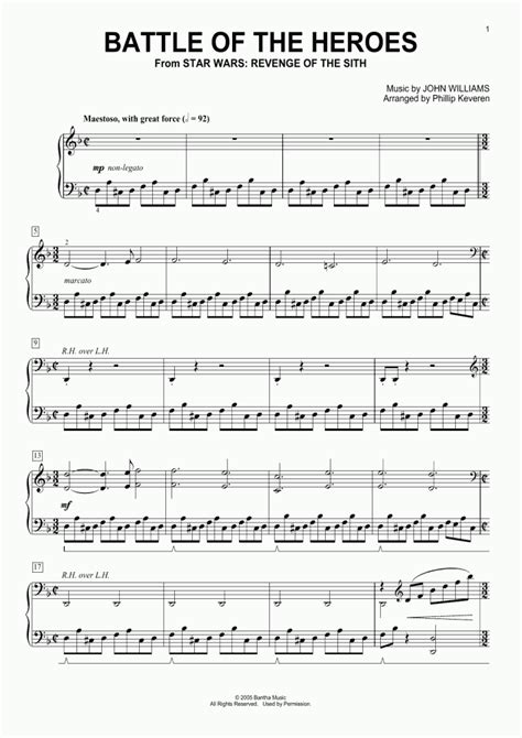 Battle Of The Heroes Piano Sheet Music
