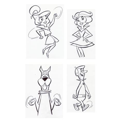 Lot 144 Set Of Four Hand Drawn Iwao Takamoto Astro George Jane And Judy Jetson Sketches