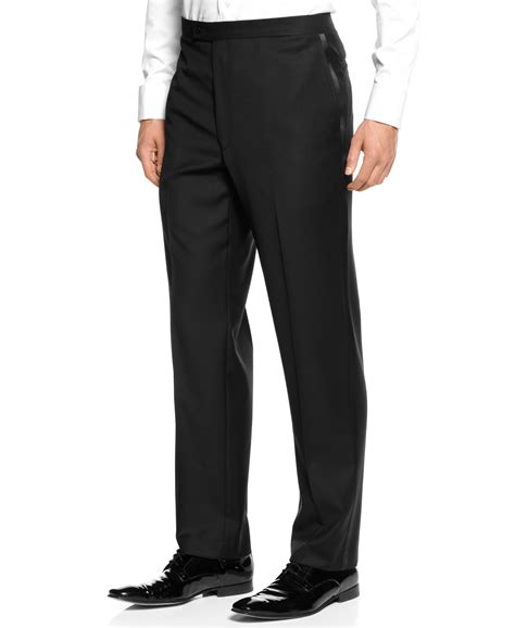 Calvin Klein Black Solid Modern Fit Tuxedo Pant And Reviews Pants Men