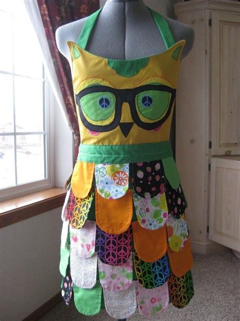 Salenerdy Rainbow Owl Apron Made To Order Pretty Apron Owl Aprons Cute Aprons