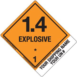 Hazard Class 1 4 Explosive Worded Shipping Name Standard Tab