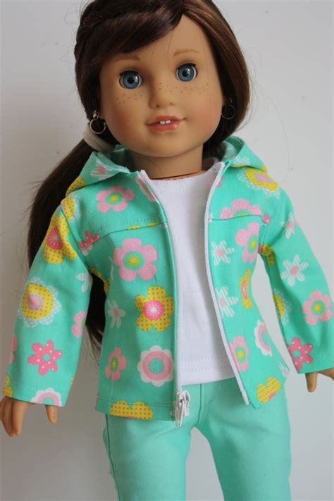 18 Inch Doll Clothes Spring Jacket With A Lined Hood And Zippered