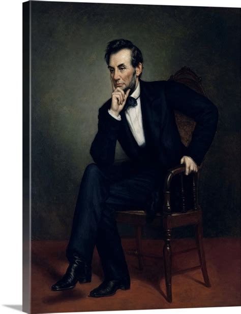 American Civil War Painting Of President Abraham Lincoln Seated In A