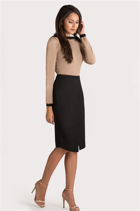 Black Tan Business Casual Outfit For Work Skirttheceiling Fall