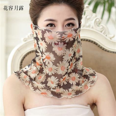 Spring And Summer Mask Female Outdoor Sunscreen Masks For Girl Sun Neck Small Scarf Silk Head