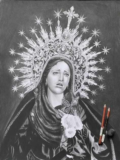 Finished My New Drawing Of Our Lady Of Sorrows Charcoal On Paper 18 X