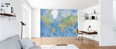 World Map Detailed Popular Wall Mural Photowall