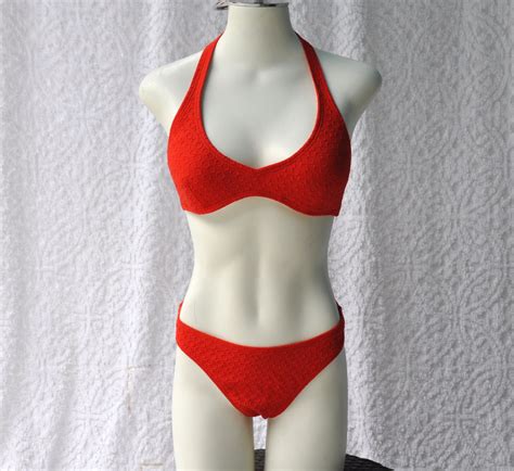 Early 90s Speedo Swimsuit Red Bikini Bathing Suit Retro Etsy