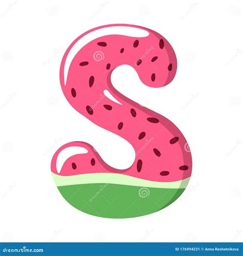 Watermelon Alphabet Sign On The White Background Vector Illustratiion Stock Vector