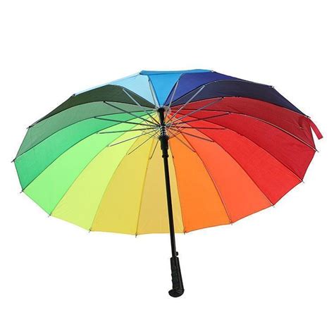 Rainbow Umbrella Long Handle Straight Windproof Colorful Umbrella Women Men Rain Umbrella From