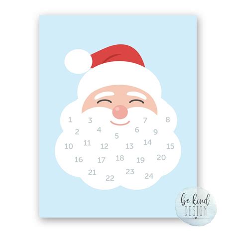 Cute Christmas Countdown Classroom Printable Christmas Santa Sign