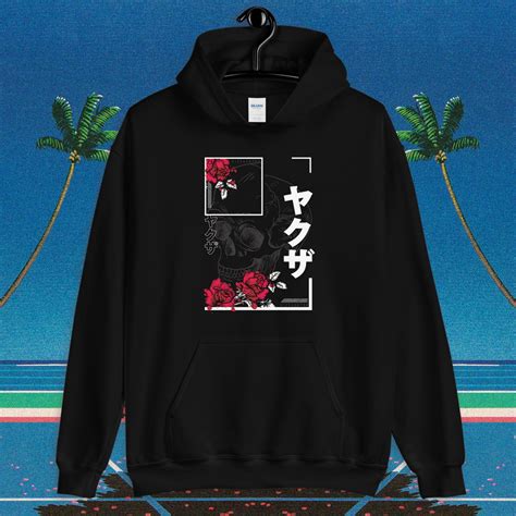 Aesthetic Japanese Hoodie Featuring Japanese Letters And Floral Designs
