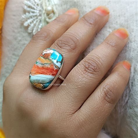 Oyster Copper Turquoise Ring Sterling Silver Ring Handmade Band Ring