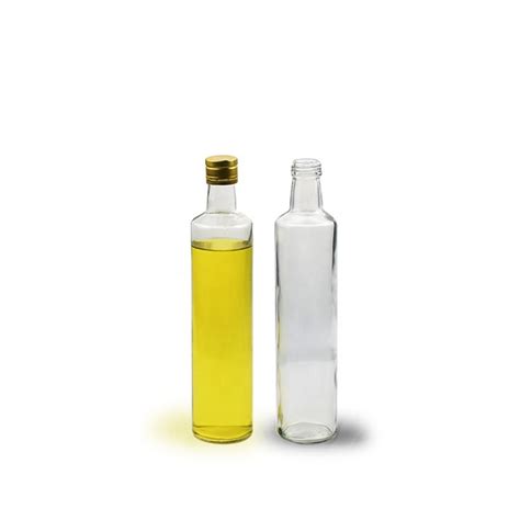 Stocked 500ml Kitchen Storage Round Clear Olive Oil Glass Bottles For