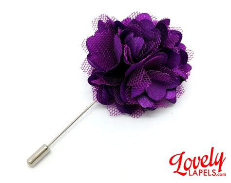 flp2001 flower lapel pin purple silk mesh by lovelylapels
