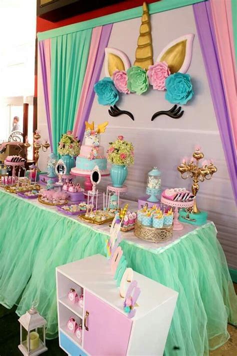 Cool Splendid Party Table Decor Ideas For Sixteenth Birthday Mo Unicorn Birthday Party