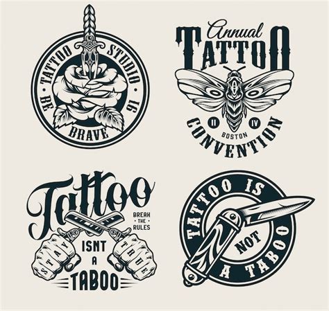 Vintage Tattoo Studio Logos Free Vector
