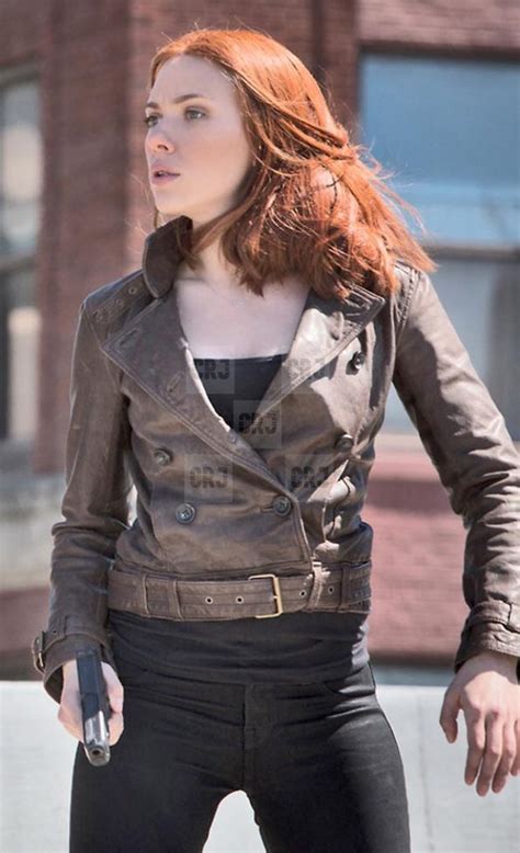 Scarlett Johansson Jacket Brown Distressed Leather Jacket Crj