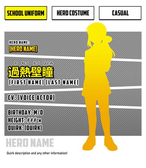Bnha Character Sheet Template Season 52021 Ver By Hitomi Mimii On