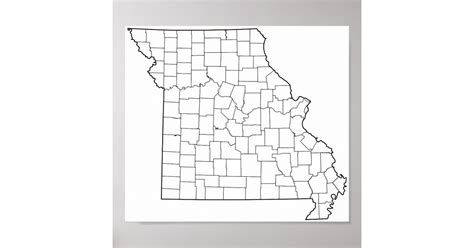 Missouri Counties Blank Outline Map Poster Zazzle