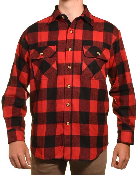 Mens Heavy Duty Flannel Shirt Red Plaid X Large