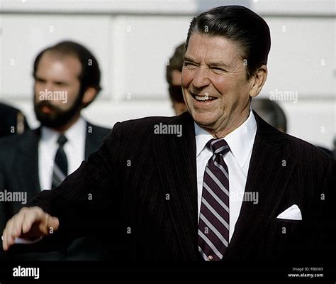 Washington Dc Usa 1984 President Ronald Reagan Waves Good Bye On